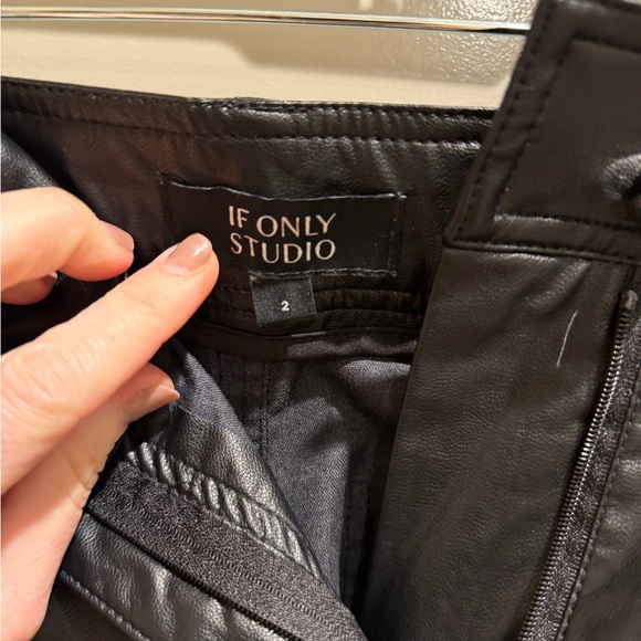 Wide leg black leather pants - Picture 2 of 6